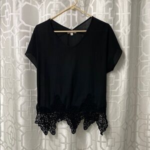 Chic Black Lace Hem Top